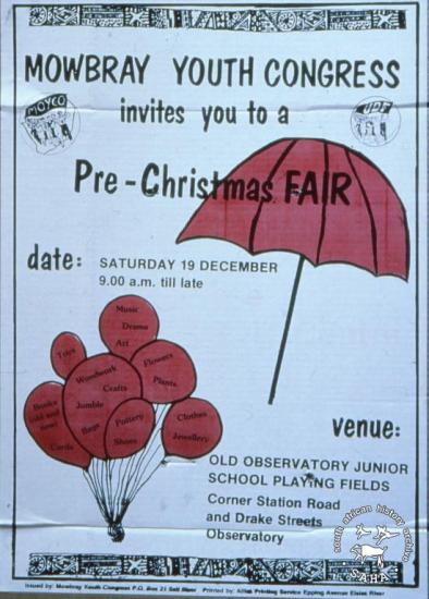 MOWBRAY YOUTH CONGRESS invites you to a Pre-Christmas Fair AL2446_2609