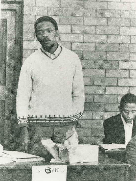  This black and white photograph of Steve Biko speaking at the second General Students Council of the South African Students Organisation (SASO) at the University of Natal in July 1971, was taken on behalf of the International Defence and Aid Fund (IDAF). Photographer and date unknown  	AL2547_16.2.3