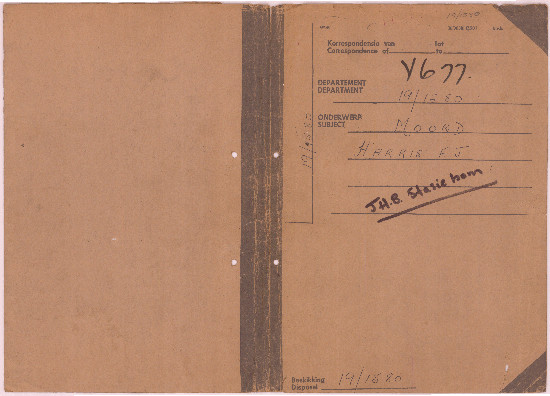 Cover of John Harris's prison register. Archived as SAHA collection AL3273_D1_001