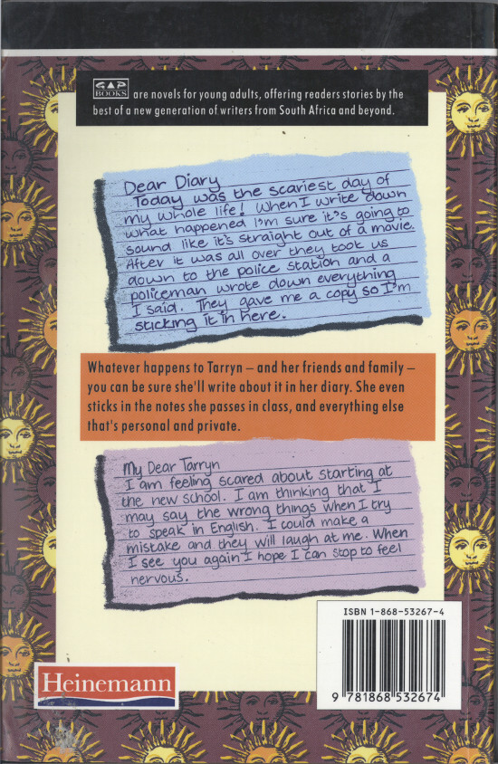 Back cover of Julie Frederikse's book "The Diary That Got Me In Trouble", published by Heinemann South Africa, 1996. Archived as SAHA collection AL2460_TDGMIT_01_p158