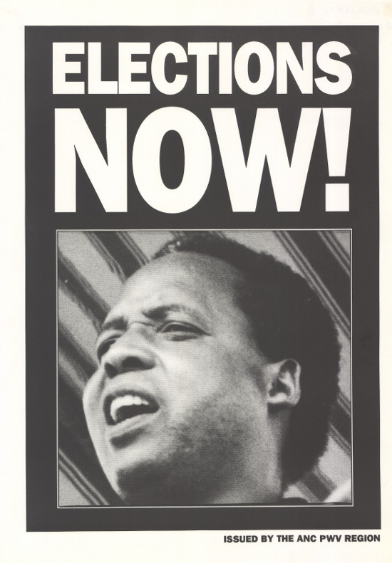 Poster, produced by  ANC Pwv region, date 1993. Archived as SAHA collection AL2446_0712