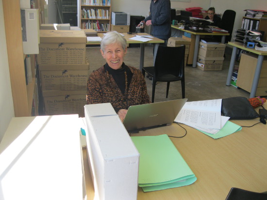 Professor Shula Marks consulting SAHA archival collection, 2014
