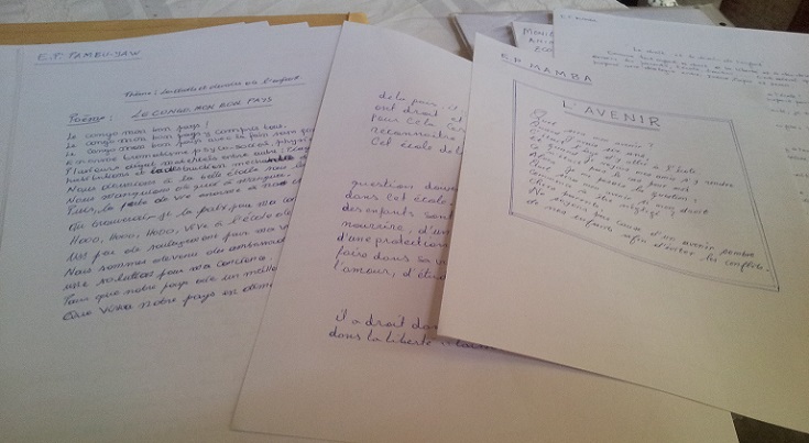 Poems written by young people about their hopes for the DRC as part of the 'At the School of Peace' project