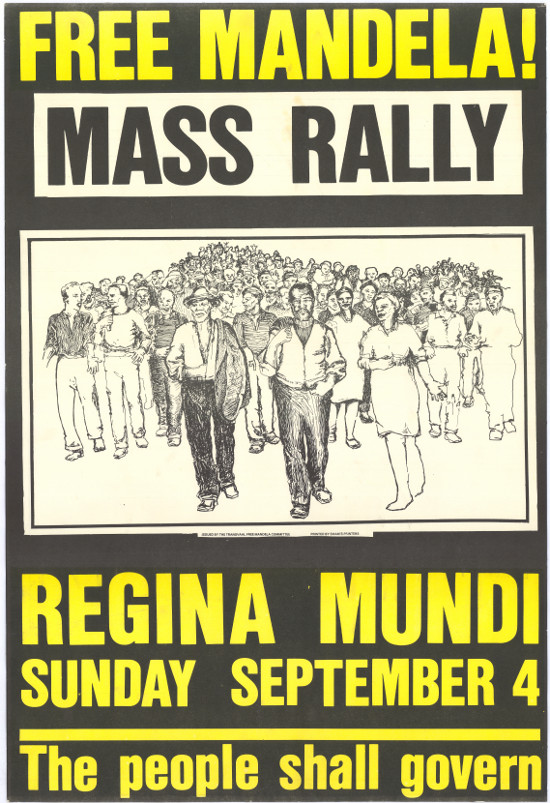 Offset litho poster, issued by the Release Mandela Campaign/Committee, 1984. Archived as SAHA collection AL2446_1455