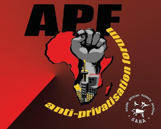 Logo of the Anti-Privatisation Forum (APF). Archived as SAHA collection AL2446_AL3290_B11.6.1.3