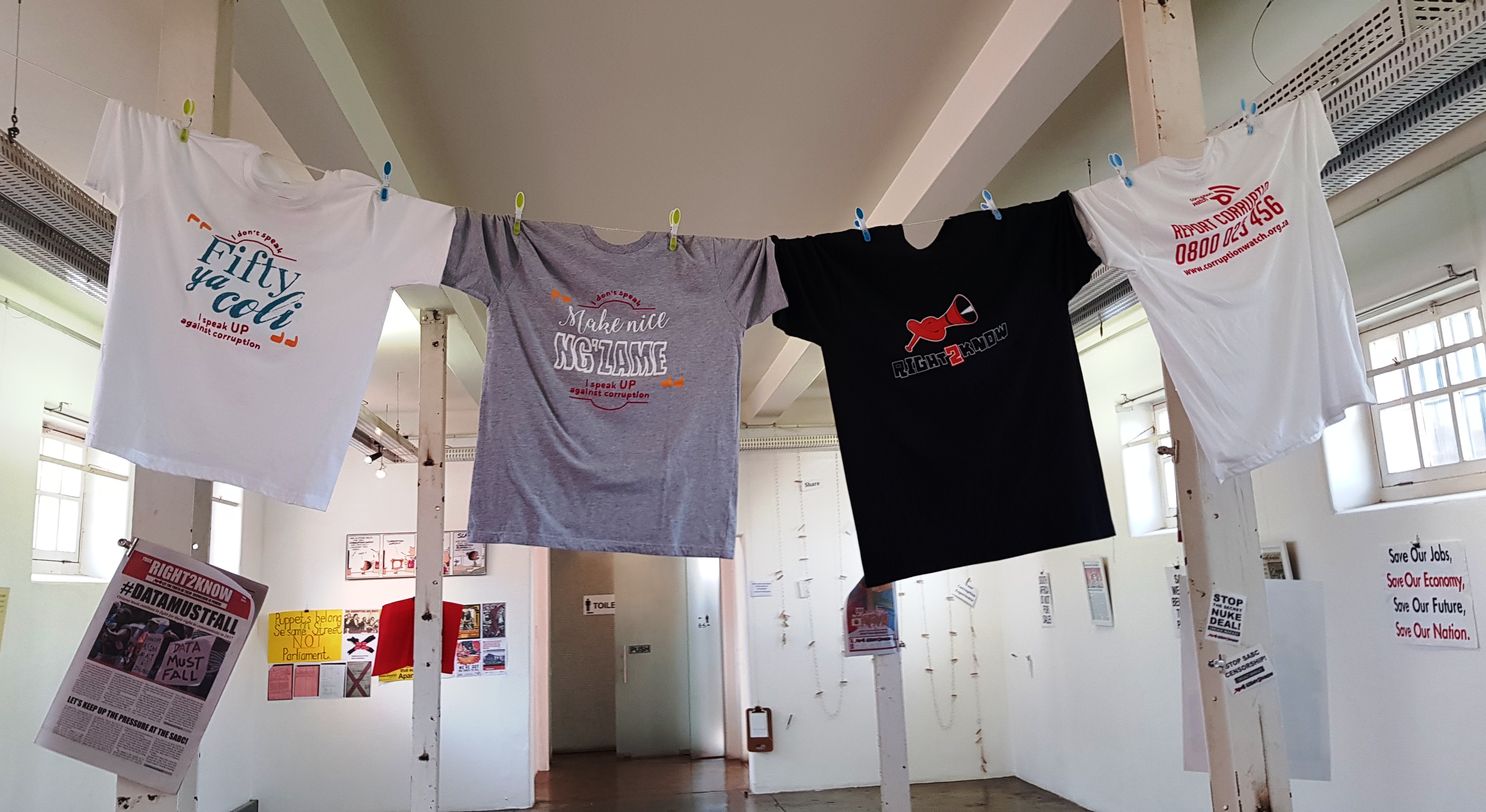 Tshirts from the people against corruption exhibition 
