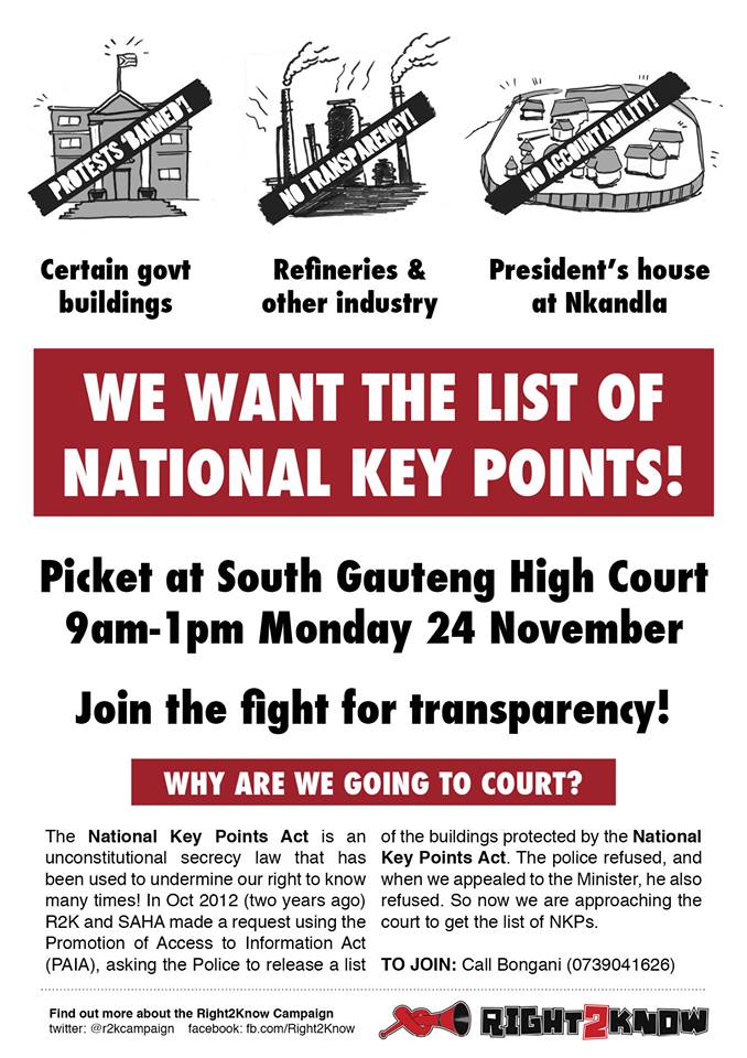 R2K - We want the list of National Key Points