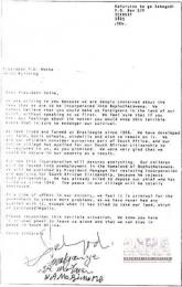 Letter to PW Botha in SASH vol29 no24 Feb1987