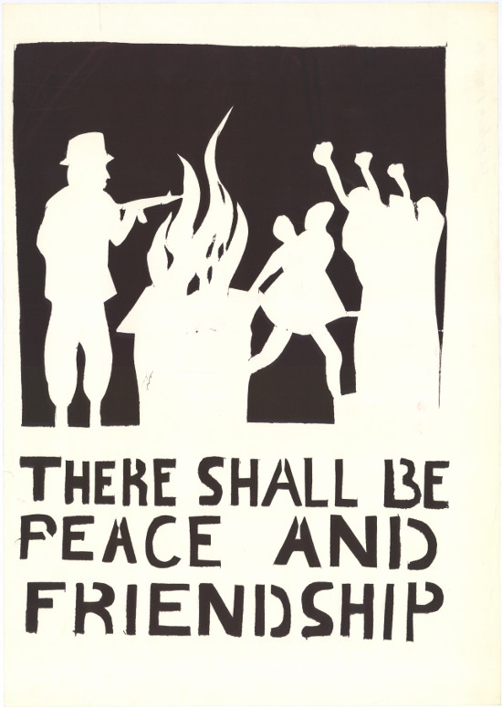 Silkscreened poster, produced by the Screen Training Project (STP), 1985. Archived as SAHA collection AL2446_0979.