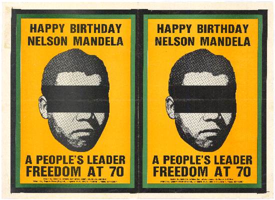 Freedom at 70: a political poster advertising Mandela's 70th birthday, AL2446_2111 Freedom at 70: a political poster advertising Mandela's 70th birthday, AL2446_2111