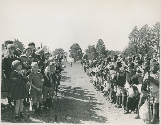 Black and White school children at "Ngotshe Pact", Louwsberg. N.d, 1986. Photographer unknown. Archived as SAHA collection AL2547_06.1.9