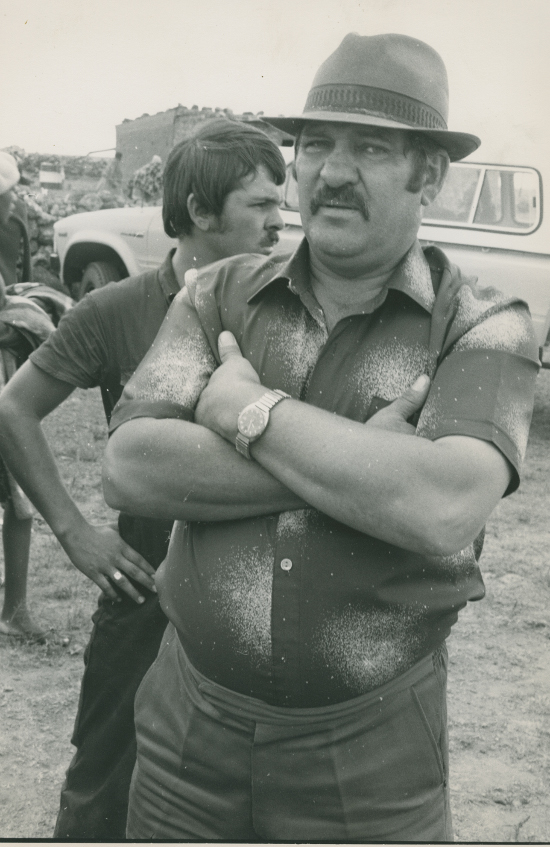 Farmer A T Niemand who charged Mogopa residents as much as R300  to move them to Bethanie, 1980s. Photographer: Gideon Mendel. AL2547_20.1.11