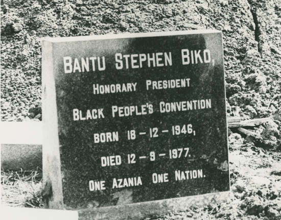 Bantu Stephen Biko's gravestone, SAHA Original Photograph Collection, AL2547_8.2.5 (IDAF)