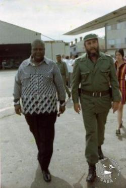 ZPRA leader Joshua Nkomo with Fidel Castro of Cuba