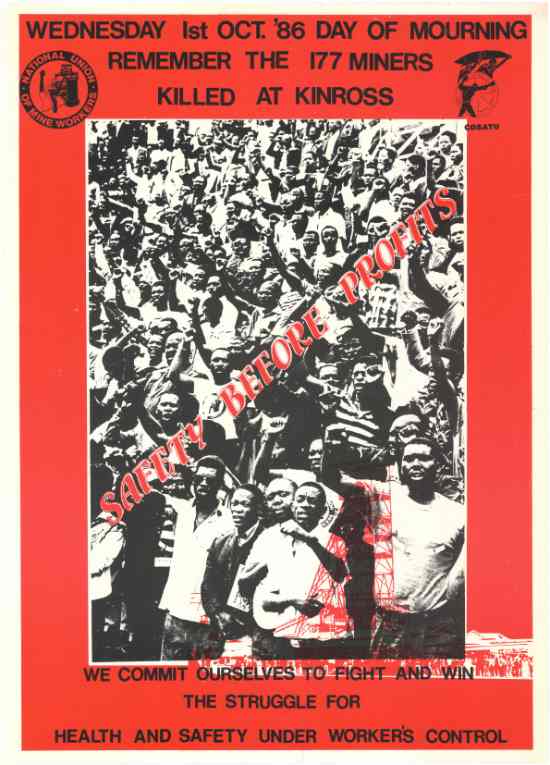 National Union of Mineworkers commemorative poster, 1 October, 1986, SAHA Poster Collection, AL2446_0763