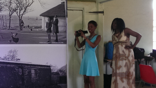 Learners engaging with the Land Act exhibition during a workshop in Driefontein, 2013