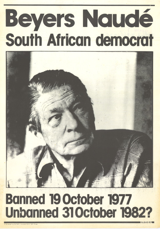Offset litho poster, issued by the National Union of South African Students (NUSAS), 1982. Archived as SAHA collection AL2446_1935