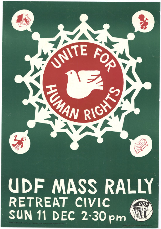Offset litho, produced by the UDF, 1988. SAHA poster collection AL2446_1149