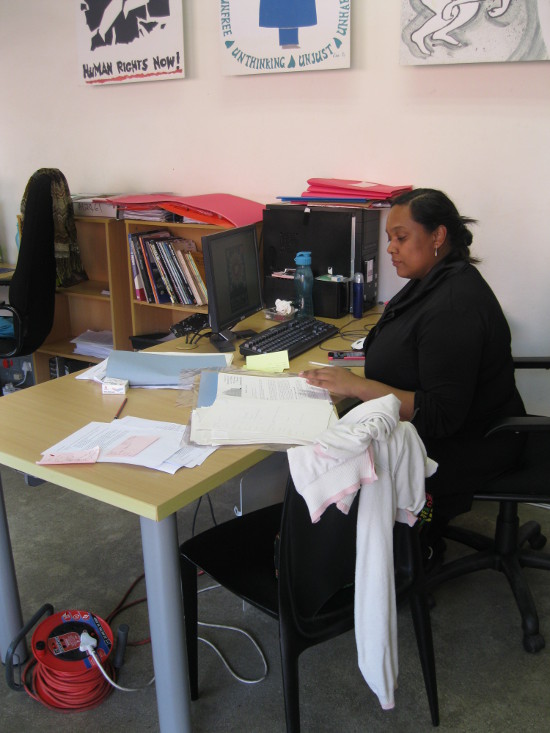 Archival intern Noorun-nisaa Delate working on the UDF collection Archival intern Noorun-nisaa Delate working on the UDF collection