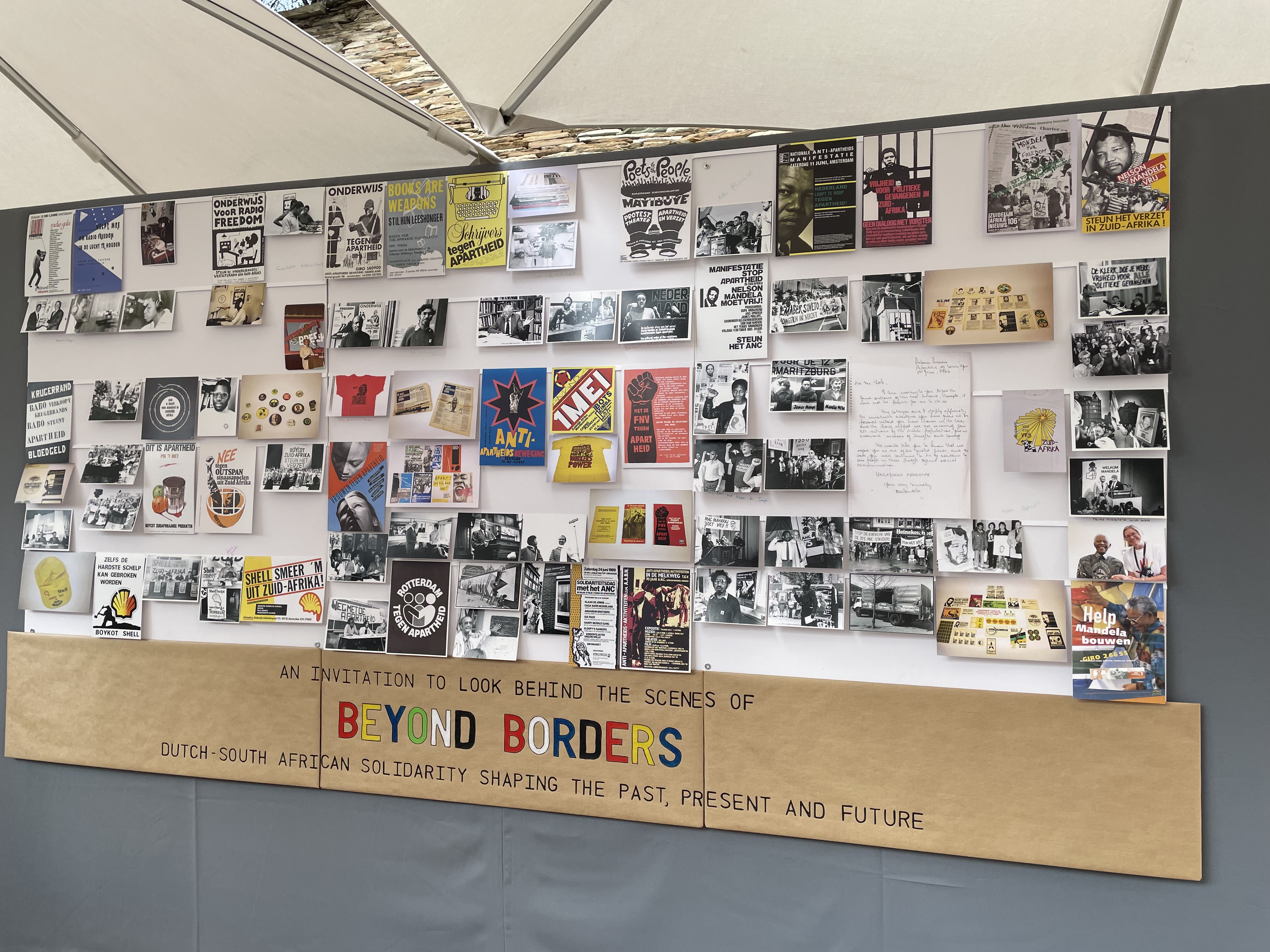 working collage of exhibition on Dutch solidarity by Totem Media