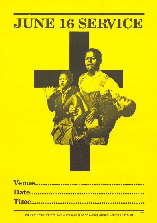 Offset litho poster, issued by the Southern African Catholic Bishops Conference (SACBC) and Justice and Peace Commission, date unknown. Archived as SAHA collection AL2446_1274