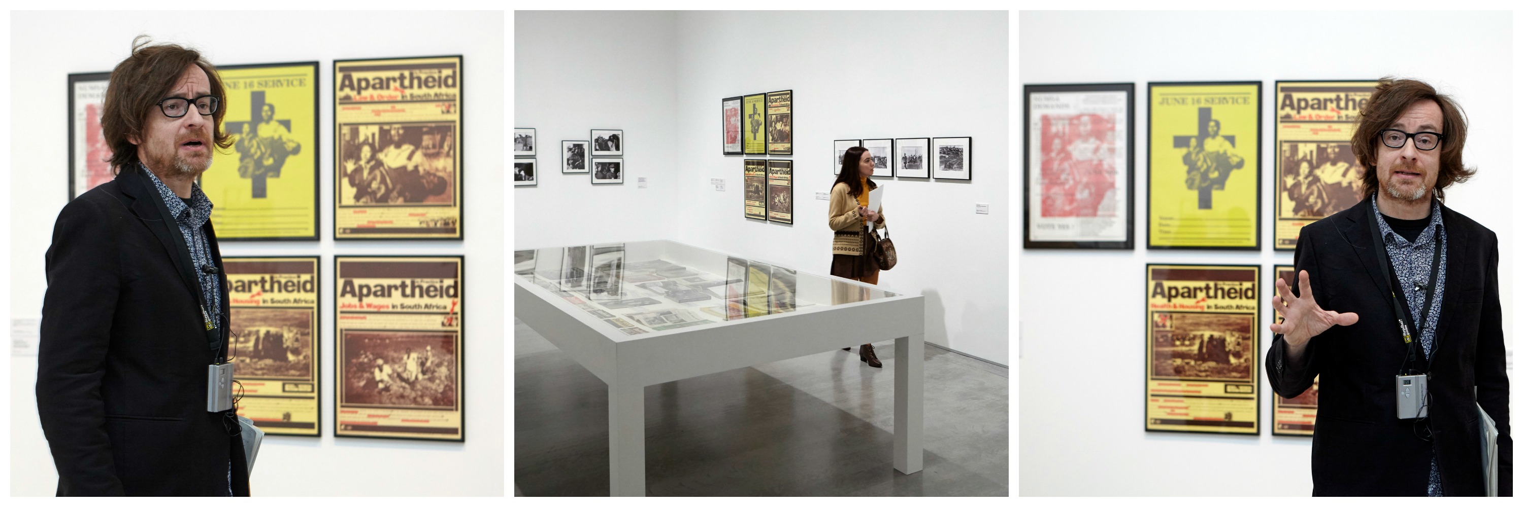 Collage of SAHA materials on exhibition with curator Jorge Ribalta at the Museo Nacional Centro de Arte Reina Sofía, 2015. Image credit: Joaquín Cortés, Román Lores / Museo Nacional Centro de Arte Reina Sofía, Madrid