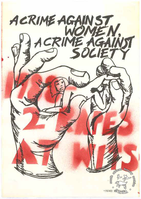 Offset litho poster, issued by the Wits Women's Movement, circa 1988. Archived as SAHA collection AL2446_2403