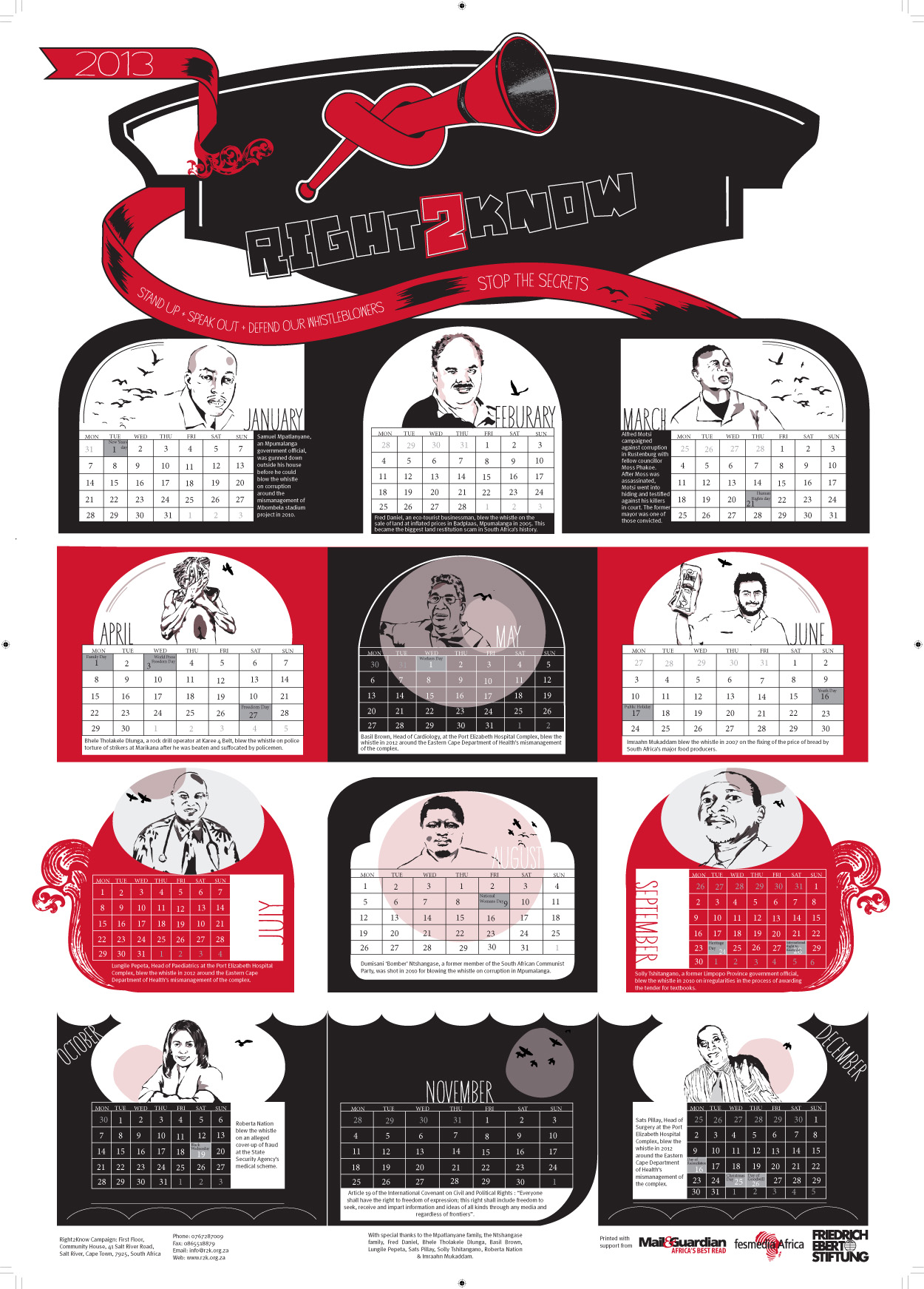 R2K 2013 whistleblower calendar