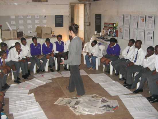 Learners from Fidelitas Secondary School engaged in a workshop on analyzing primary sources on the TRC