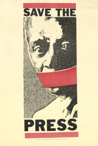 Produced in 1989, issued by the Save the Press Campaign. It can be found in the SAHA Poster collection under AL2446_1668