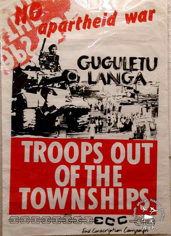 Poster: Troops out of townships protest poster