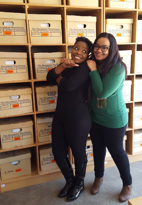Chavonne (right) archival intern and Nonhlanhla (left) archival assistant