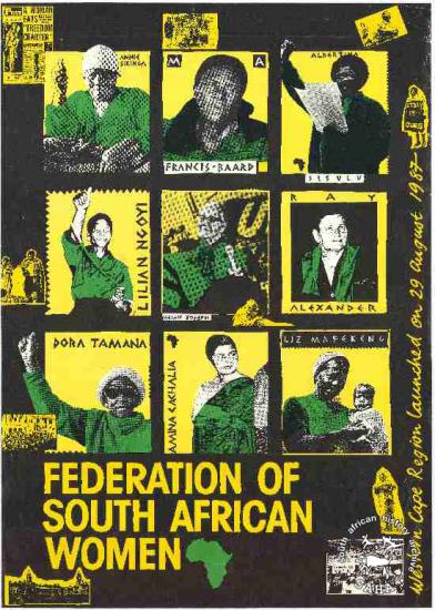  This poster is an offset yellow, produced by FEDSAW, Western Cape.
