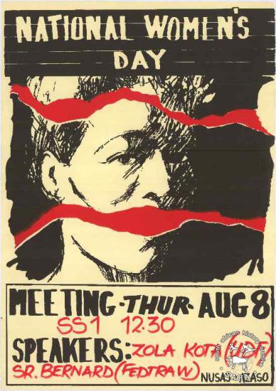 AL2446_0621 NATIONAL WOMEN'S DAY This poster is silkscreened in black and red on yellow. The text reads